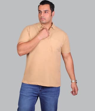 Xmex Pack of 1 Cotton Blend Regular Fit Solid Half Sleeves Men's Polo T Shirt ( Mustard )