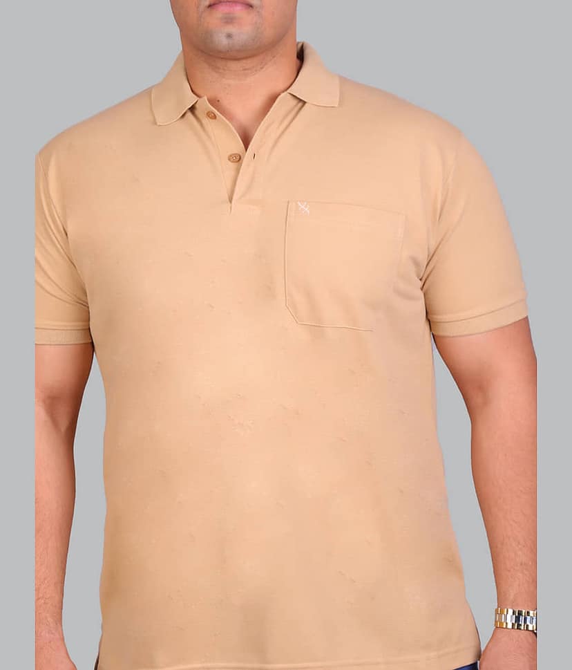 Xmex Pack of 1 Cotton Blend Regular Fit Solid Half Sleeves Men's Polo T Shirt ( Mustard ) view 2
