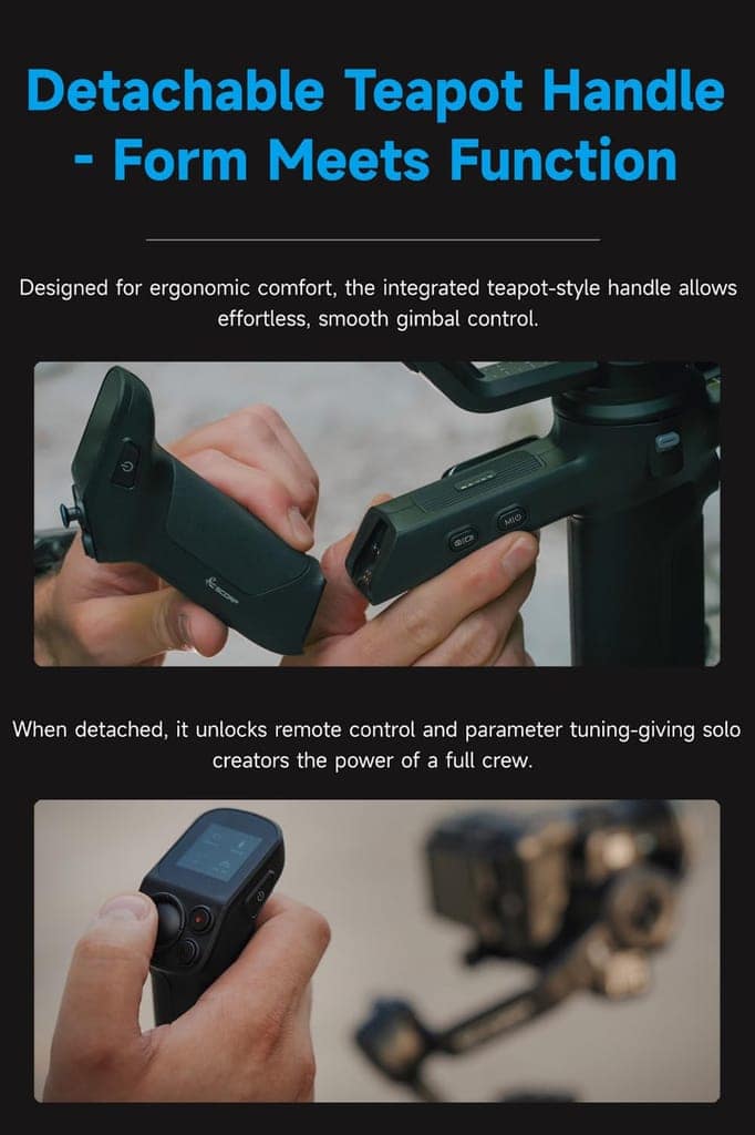 FeiyuTech SCORP 3 Gimbal Stabilizer for Camera, Built-in AI Tracking Sensor & Detachable Remote Control, 3.5KG Payload Camera Stabilizer with Touch Screen, Vertical Shooting view 2