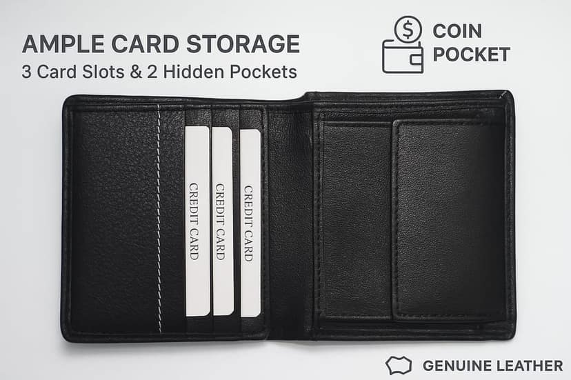 Twiner Premium Leather RFID-Protected Wallet with Coin Pocket & Card Holder view 2