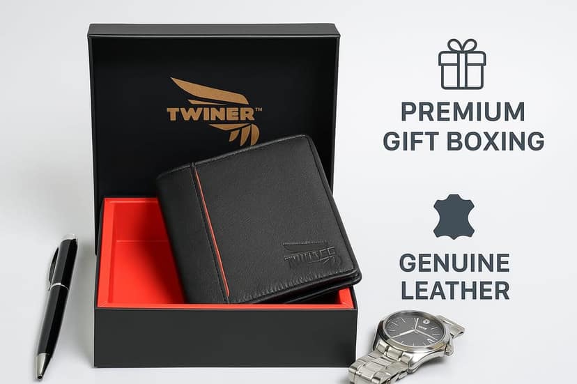Twiner Premium Leather RFID-Protected Wallet with Coin Pocket & Card Holder view 3