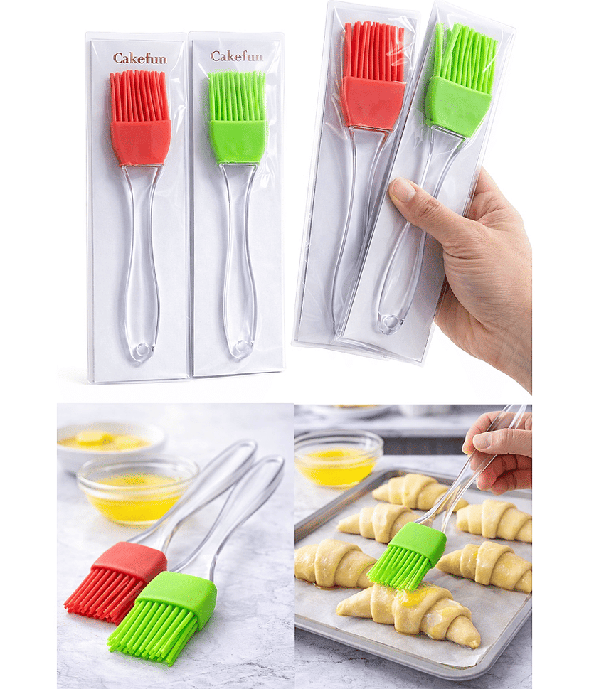 Set of 2 Kitchen Silicon Flat Pastry Brush Multi Purpose Silicon Oil Cooking Brush for Grilling, Tandoor and BBQ (Multicolor) view 2