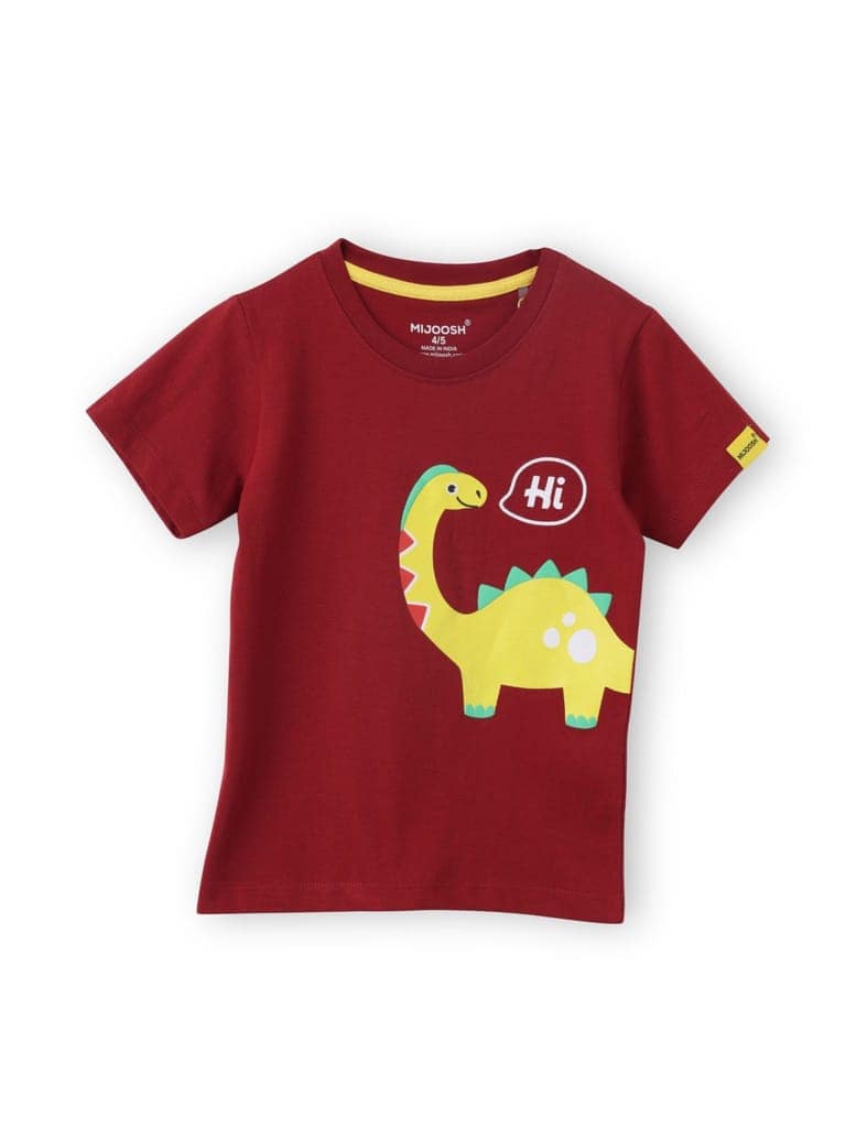 Boys T-Shirt Grey Heather Mélange / Winery Red, Soft Cotton, Ages 2-6 (2pcs pack) view 3