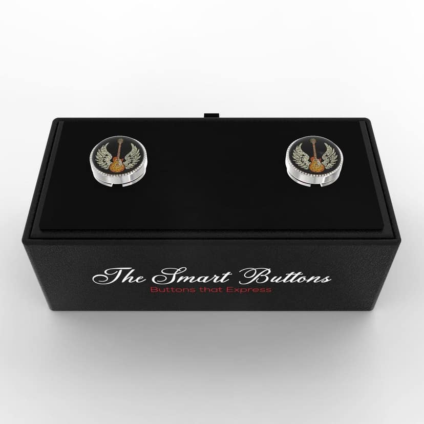 The Smart Buttons - Shirt Button Cover Cufflinks for Men - Guitar Style view 3