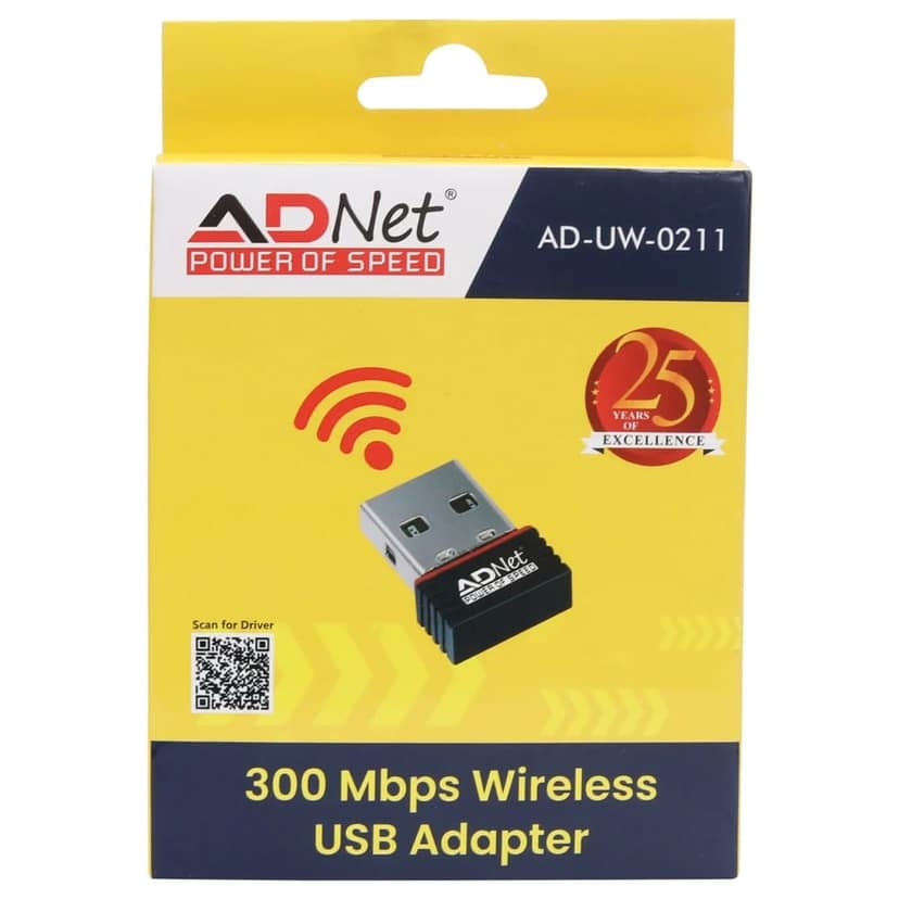 Adnet AD-UW-0211 300 Mbps Wireless USB Adapter (Black) view 4