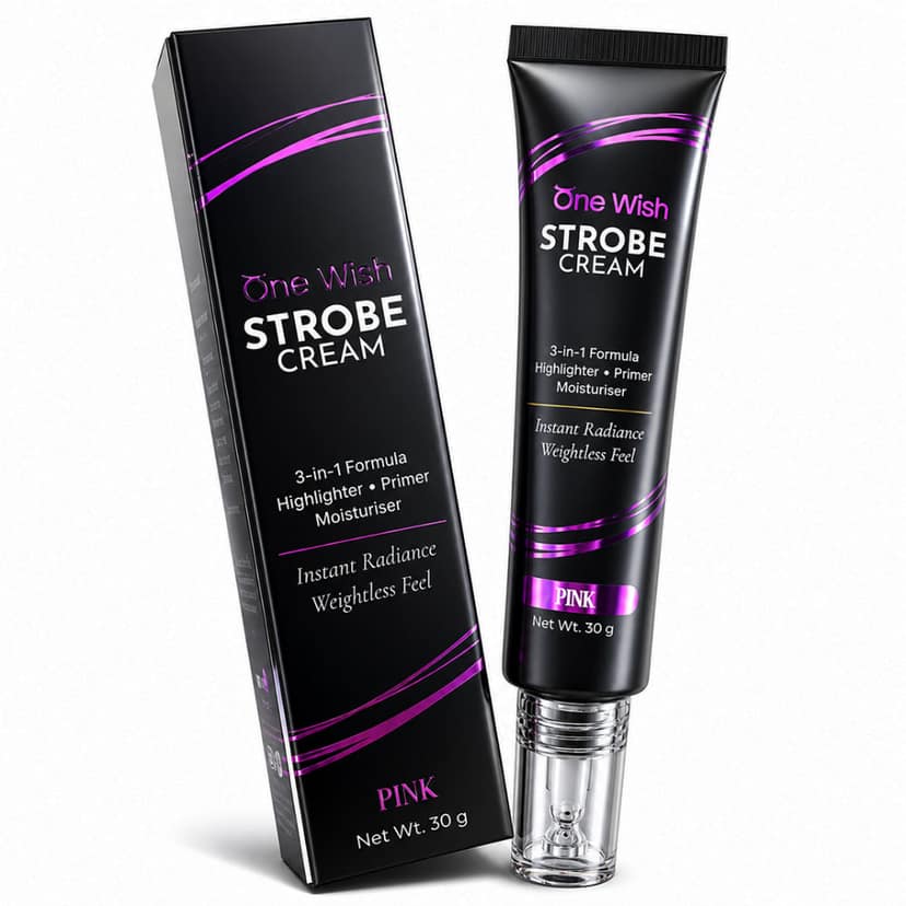 Strobe Cream for Face, Pink, 30g | 3-in-1 Highlighter, Primer & Moisturizer
