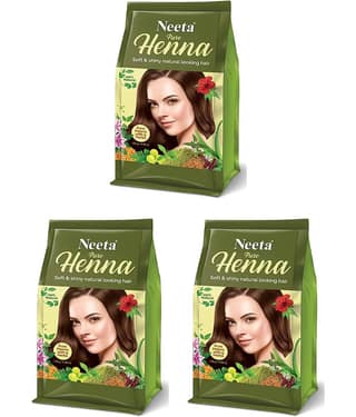 Neeta Pure Henna Powder for Hair with 9 Natural Herbs 125g Pack of 3, 100% Natural Henna Mehndi for Natural Looking Hair