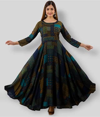 Lee Moda - Multicolor Rayon Women's Anarkali Kurti ( Pack of 1 )