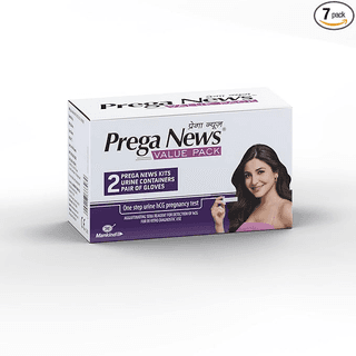 PREGANEWS Value Pack( 2 Gloves + 2 Urine Containers + 2 Pregnancy Test Kits ) x Pack of 7 Pregnancy Test Kit (14 Tests)