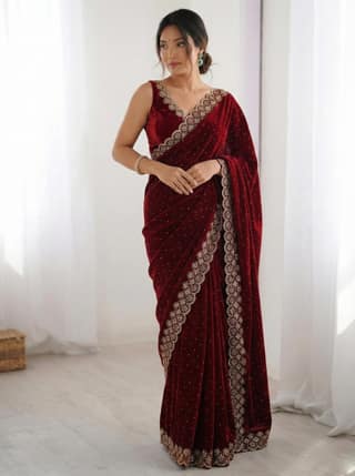 Space Silk Saree with Stone Work