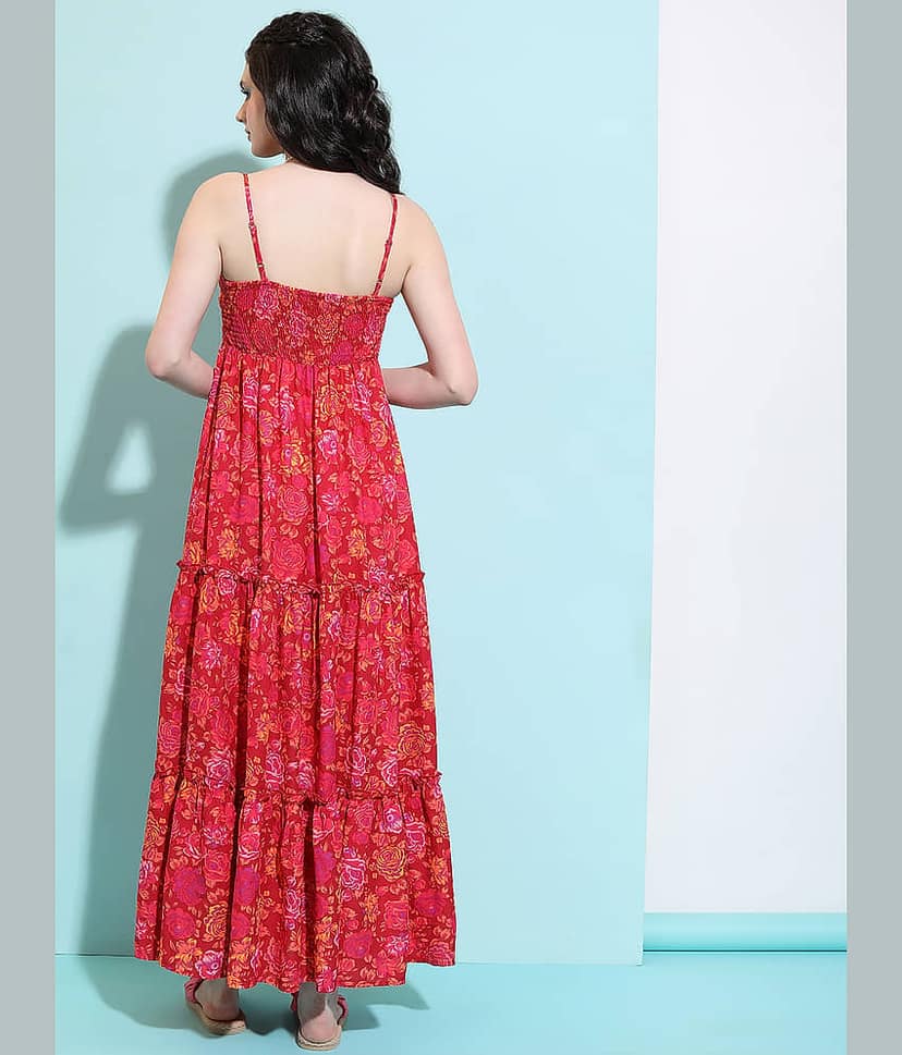 Tokyo Talkies Women Polyester Maxi ( Red ) view 3