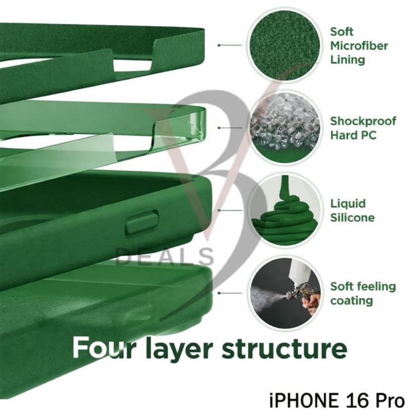V3Deals Liquid Silicone Case Compatible for iPhone 16 Pro, Soft Microfiber Lining, Soft Protection, 6.3 Inch, Camera Bump Protection | Shockproof Slim Matte Back Cover Thickness view 3