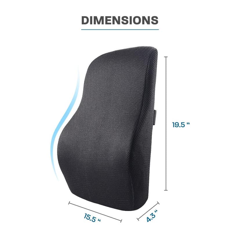 Sleepsia Orthopedic Lumbar Support Memory Foam Back Cushion, Back Rest Cushion for Car, Chair and Office Chair (17.5" L x 15.5" W x 5.5" H) Black, Pack of 1 view 2