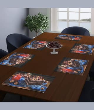 PVC Abstract Rectangle Table Mats (44 cm x 29 cm) Pack of 6 - Multi