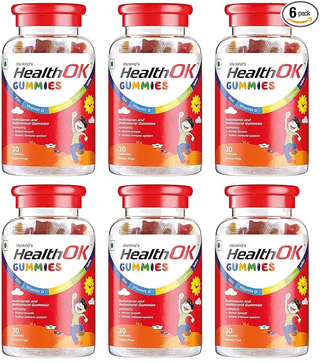 Health Ok Mankind Gummies Multivitamin and Multimineral for Kids Supports Normal Growth Healthy Immune system and Brain Function for 7 -17-year-old Bottle of 30 Gummies x Pack of 6
