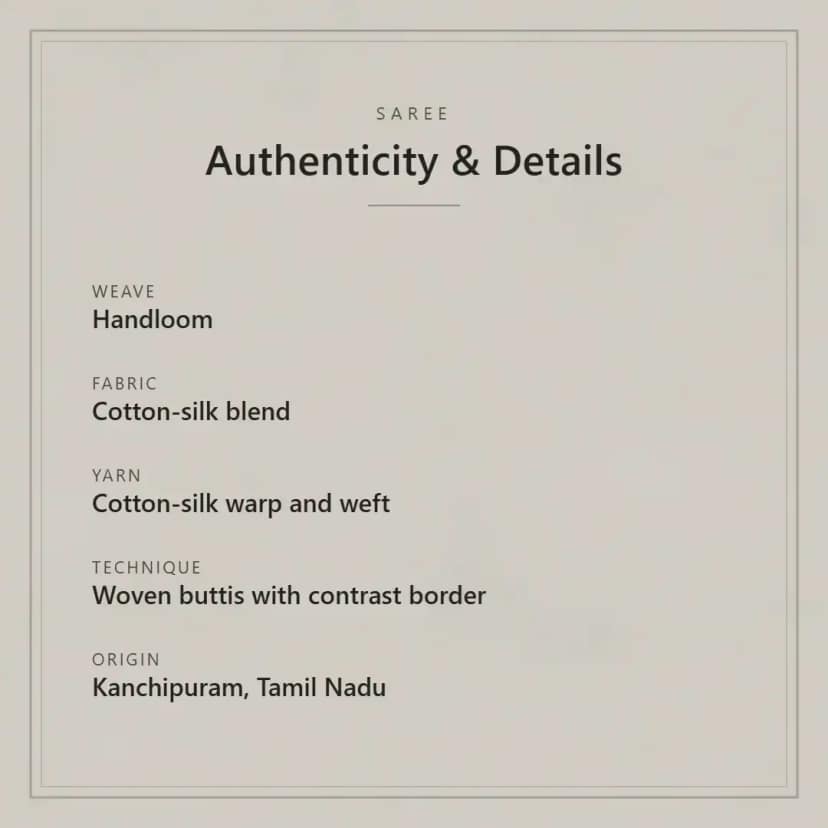 Handwoven Kanchipuram Cotton-Silk Saree in Grey with Contrast Border view 6