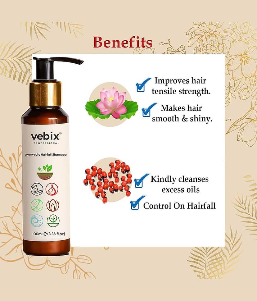 VebixProfessional Customized HairFall Control Regimen All Hair-Ayurvedic Vedix 4 Product Kit- Anti Hairfall Shampoo - Hair Oil - Hair Keratin Conditioner & Hair Growth Serum view 2