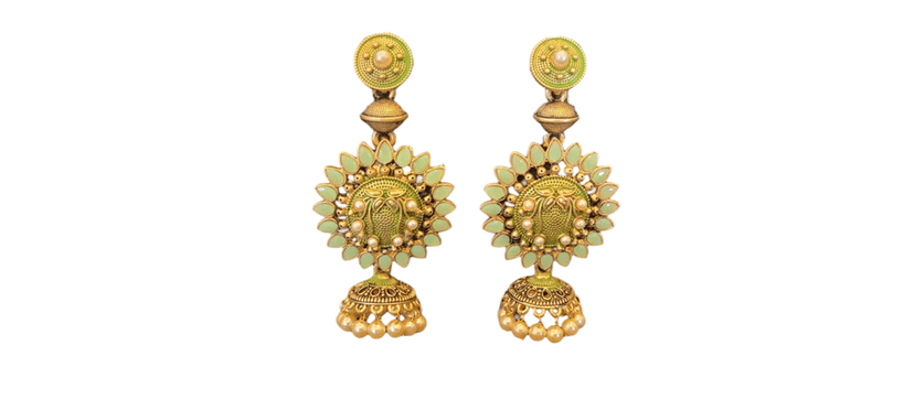 Gold Plated Pearl Jhumki Earrings view 2
