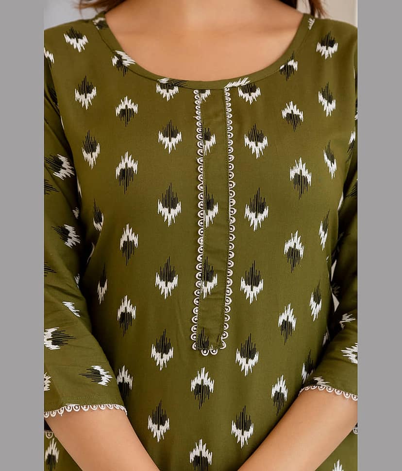 Kapadia Pack of 1 Rayon Printed Straight Women's Kurti - ( Green ) view 2