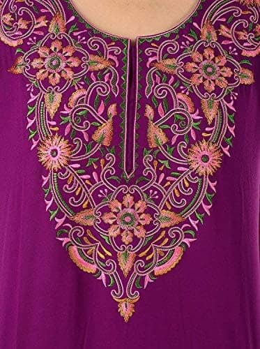 VALENCIA SLEEPWEAR lissybissy Cotton Resham Embroidery Nighty Night Gown Maxi for Women A line (Purple) view 2