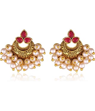 VIVASTRI Red Stud Earrings ( Pack of 1 )