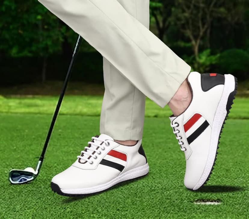 HITCARO Men Genuine Leather Lace-up Professional 100% Waterproof Premium Gold Golf Shoes view 3