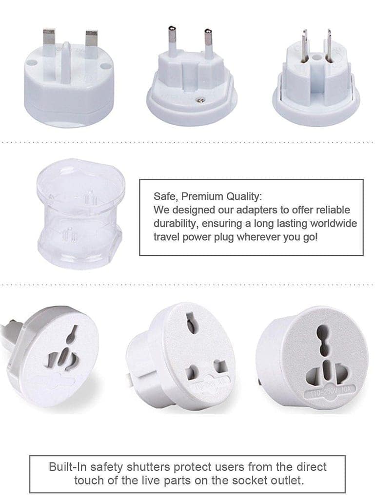 Exelent International Multipurpose Travel Adapter All in One US, AUS, UK, EU, NZ, Europe, North/South America & 150+ Countries (Pack of 1) view 6