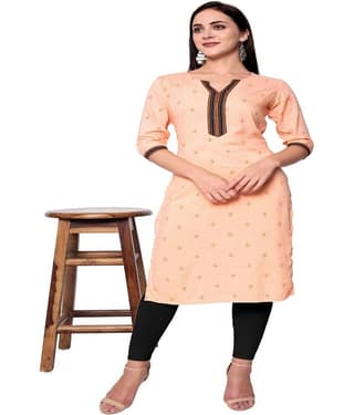 GOD BLESS Peach Rayon A-line Kurti