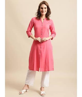 Pistaa - Yellow Cotton Women's Front Slit Kurti ( Pack of 1 )