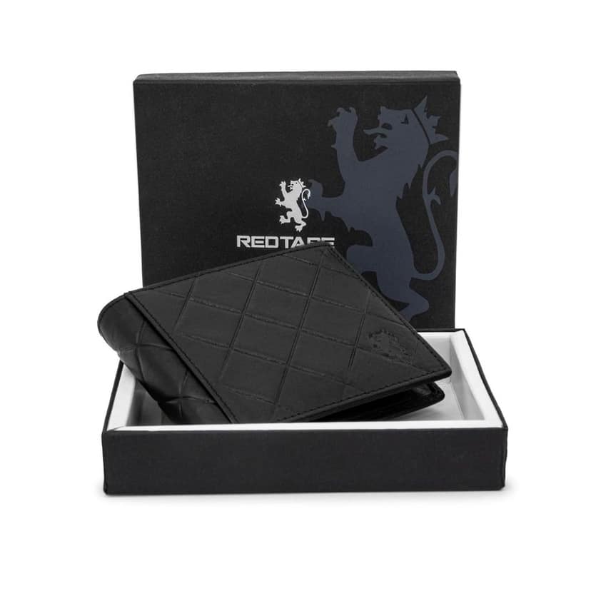 Red Tape Men's Black Leather Wallet | RFID Blocking Slim Bifold Wallet with Card Holder & Cash Compartments | Stylish & Durable Purse for Men | Ideal for Travel, Daily Use & Gifts view 3