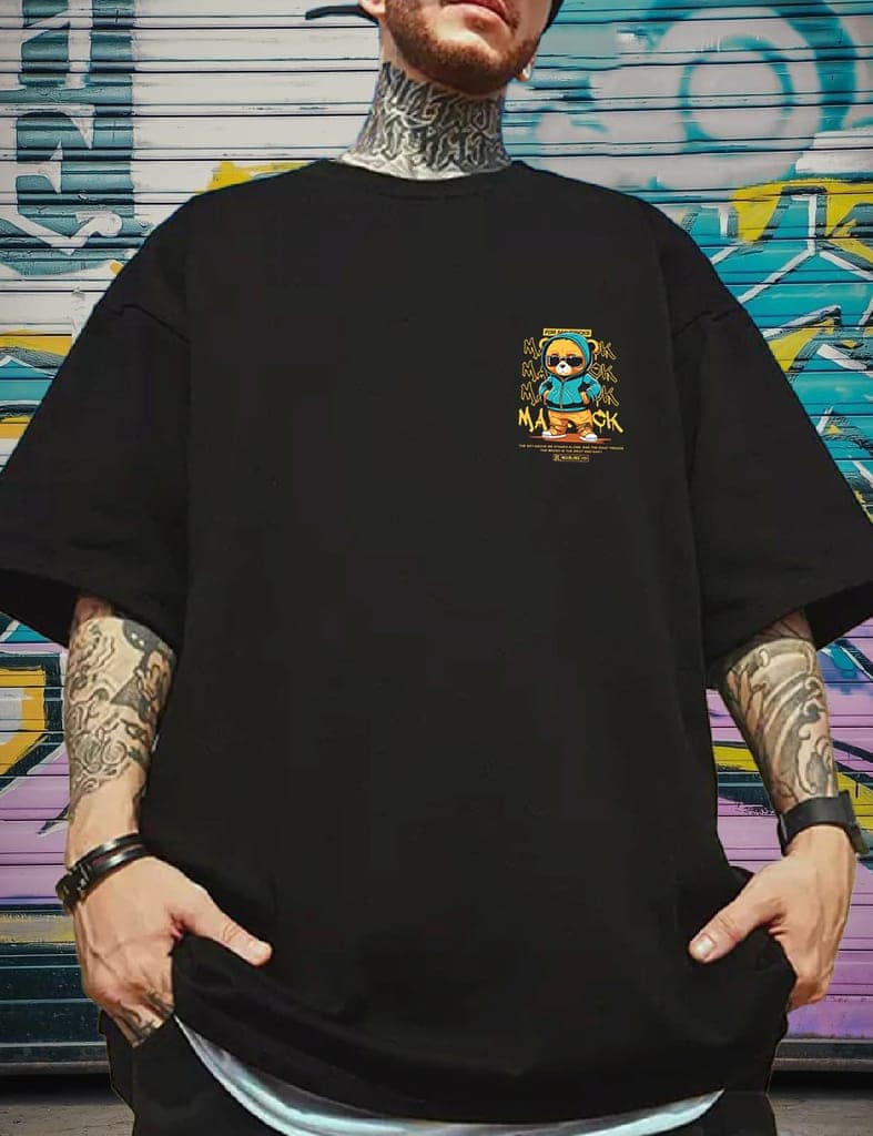 SCOTT FINCHER Men's Summer Casual Short Sleeve T-Shirt with Bear Graphic and Slogan : AA(ARN)BLACK_193 view 4
