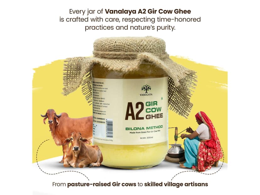 A2 Desi Gir Cow ghee Prepared by Traditional Bilona Method - 1000 Millilitre view 4