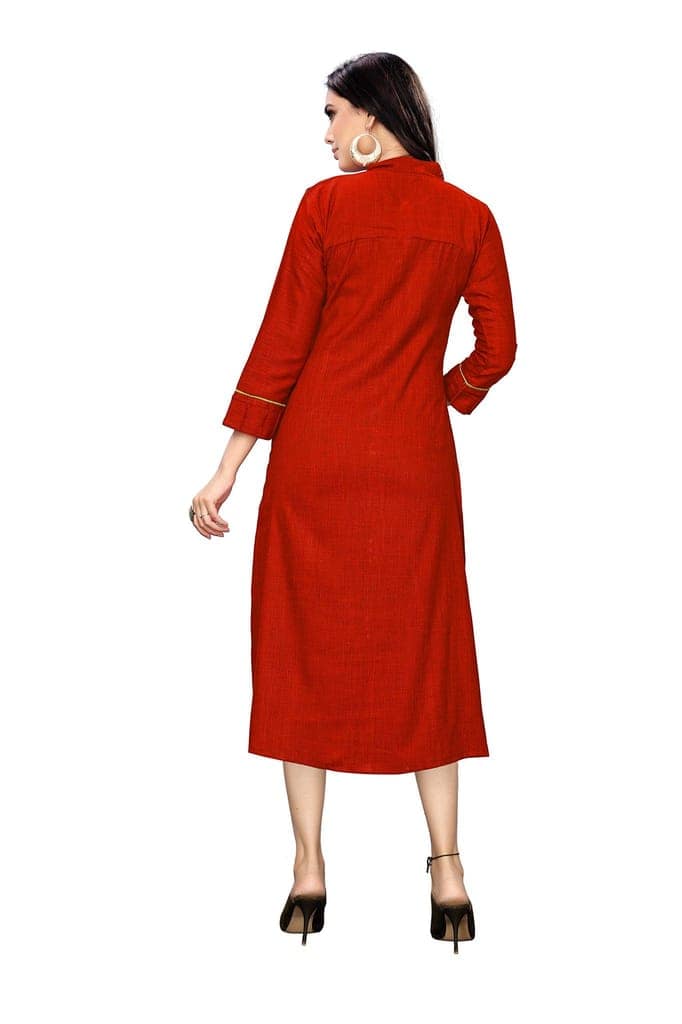B&T Swara Women's Rayon' Two Tone Slub Kurti (BT141_Maroon_M) (Medium, Maroon) view 4