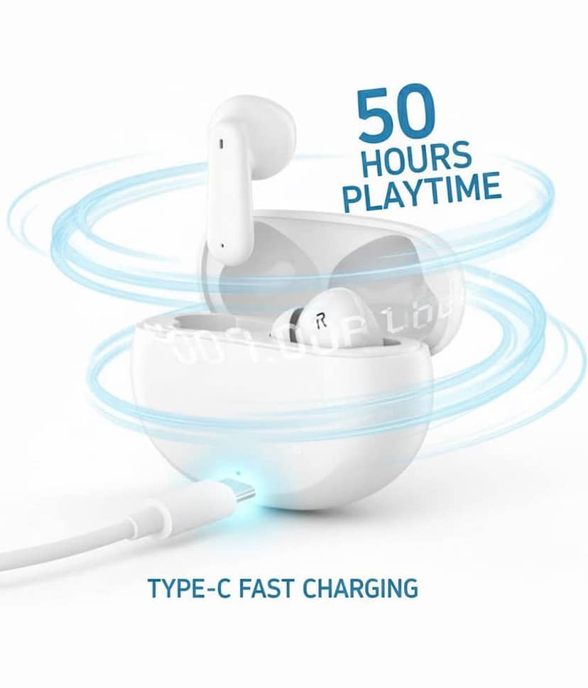 VERONIC NORD Buds 3 Truly Wireless in Ear Earbuds with 50H Playtime, AI-ENC Mic, 45ms Low Latency Gaming, 13mm Bass Drivers, Type-C Fast Charging, Made in India, Touch Controls, IPX5 Ear Buds TWS view 2