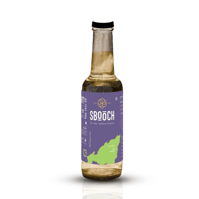 SBOOCH - Indian Sparkling Kombucha Tea | Naga Pepper Flavor, All Natural | Gut Friendly | Antioxidant | Zero Preservatives | NO Artificial Flavors or Additives | Fermented Beverage Tea (Pack of 3) view 3