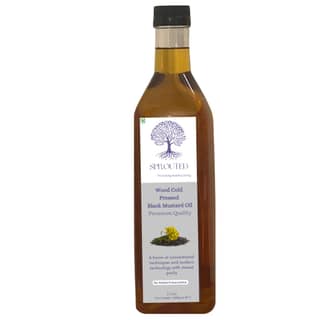 Sprouted Wood Cold Pressed Black Mustard (Kali Sarso ka tel) Oil | Glass Bottle | Kohlu/ Kacchi Ghani | 100% Pure | Gluten-Free | Chemical Free | Wood Cold Pressed/ Cold Pressed Black Mustard Oil for Cooking in 2 Litre