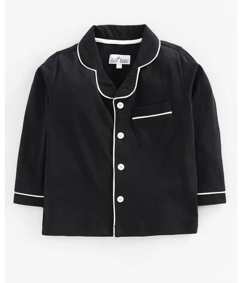 Nite Flite Pack of 1 Boys 100% Cotton Nightsuit Set ( Black ) view 2