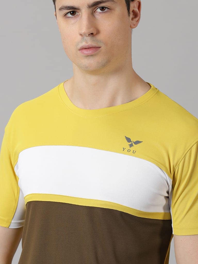 Polyester Yellow & Olive Round Neck view 5