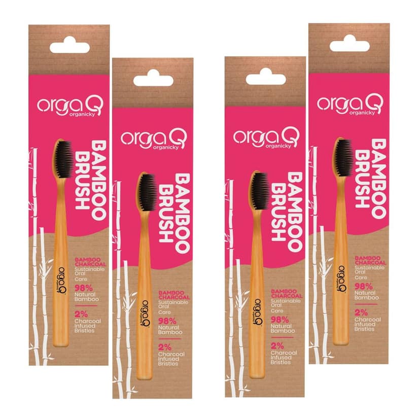 Orgaq Organicky Natural Bamboo ToothBrush With Charcoal Infused Castor Bean Bristle for Oral Care | Eco Friendly