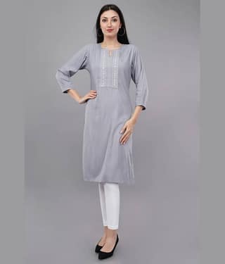 Shruthi Viscose Solid Straight Women's Kurti - Light Blue ( Pack of 1 )