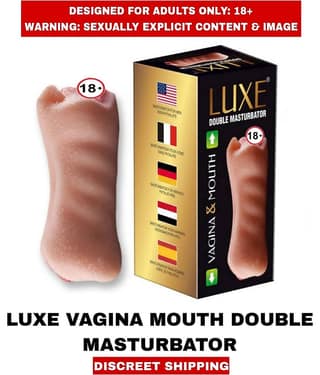 Premium Quality New Sexy toy L U X E 2in1 Pocket Pussy Vagina and Mouth Double Side Silicon Masturbator For Men