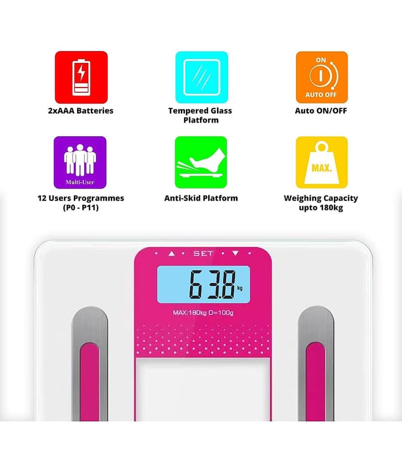 Healthgenie Digital Personal Body Fat Analyzer - Pink view 2
