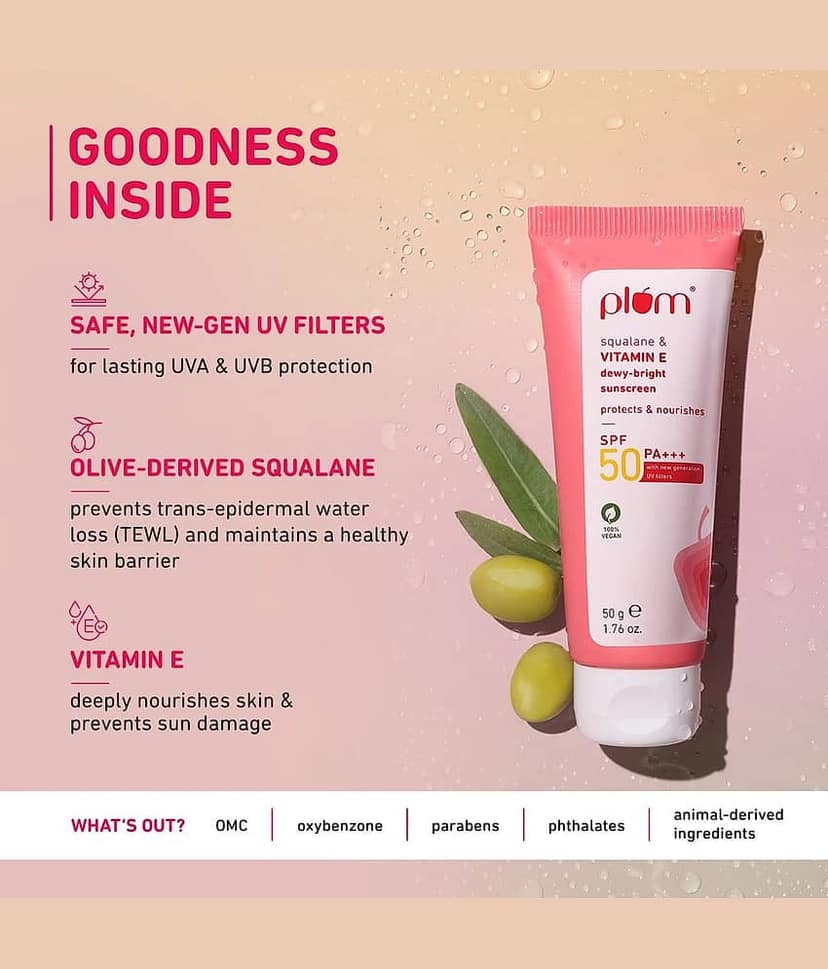 Plum Sunscreen - SPF 50 PA+++ Broad Spectrum Protection, No White Cast, Lightweight | Pack of 2 (100 g) view 2