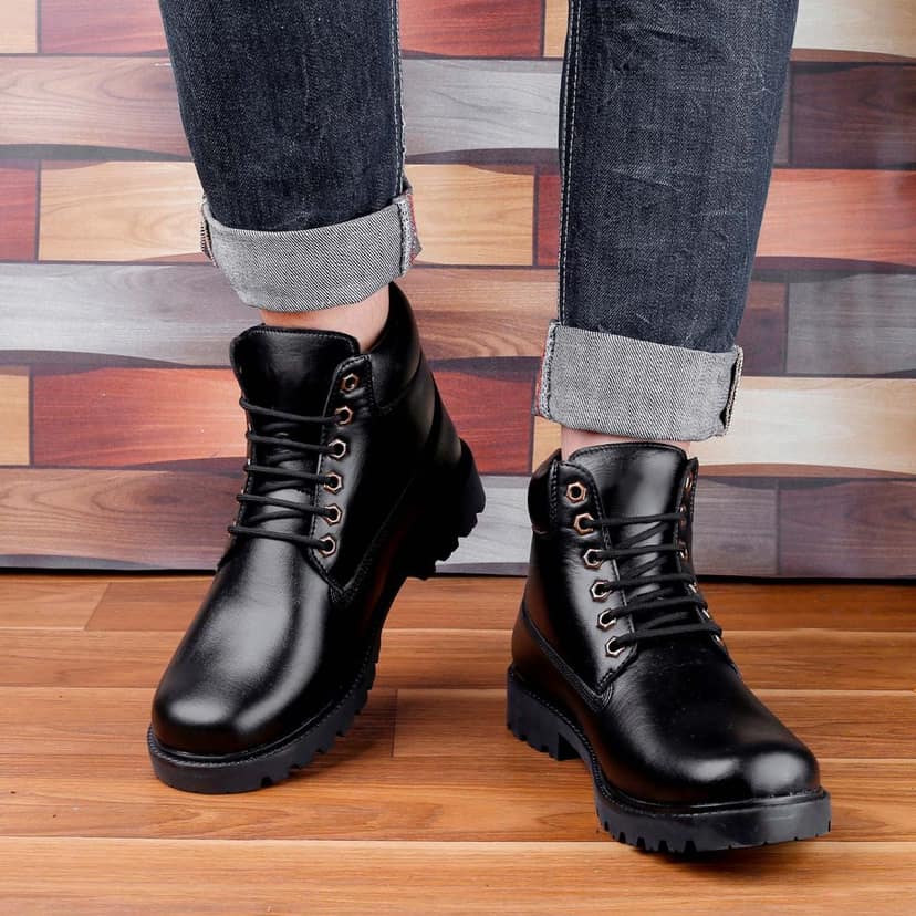 Bxxy's Faux Leather Chelsea Ankle Lace-up Boots for Men view 3