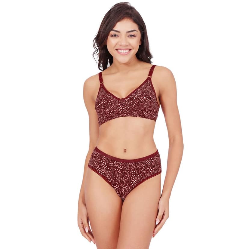 Bodycare Women's Assorted Prints Combed Cotton Bra & Panty Set 6450G