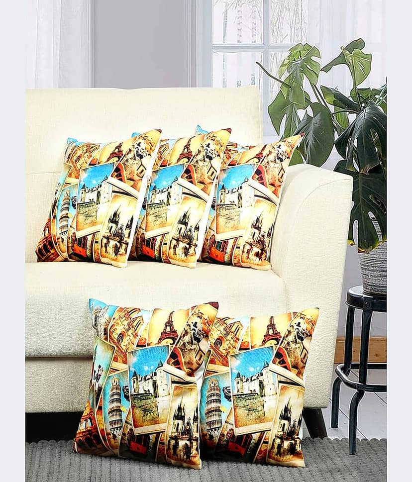 BELLA TRUE Set of 5 Cushion Covers Floral Themed