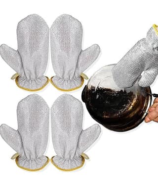 Steel Wire Dishwashing Cleaning Gloves – Reusable Kitchen Scrubber Gloves for Utensil Cleaning (PACK OF 2)