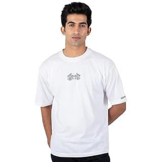 JAGTEREHO Men's Oversized Round Neck Half Sleeve Cotton T-Shirt White