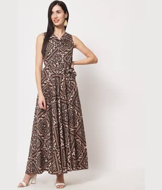 Rudrakriti Women Crepe Printed Gown ( Red )