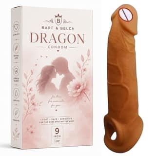 SCENTURS Premiun 09 Inch Dragon Condom Reusable Chocolate Flavour, Intense Sensation Realistic Skin Feel & Safe Protection Comfortable Pack of 1 Pcs